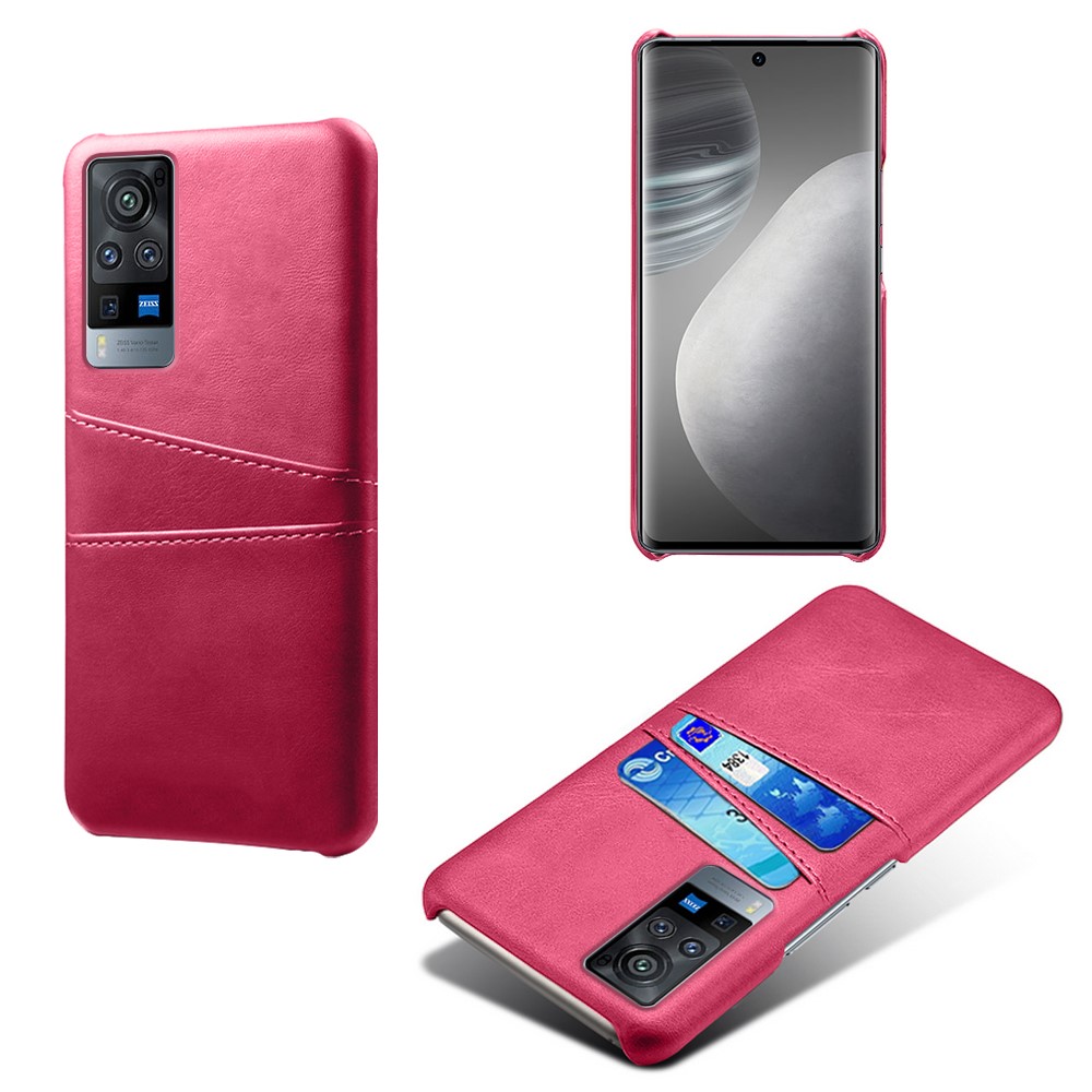 KSQ PC + PU Leather Coated Case with Dual-Card Slots for vivo X60 Pro 5G - Rose-1