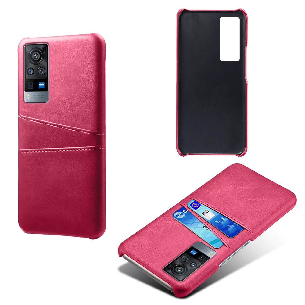 KSQ PC + PU Leather Coated Case with Dual-Card Slots for vivo X60 Pro 5G - Rose-2