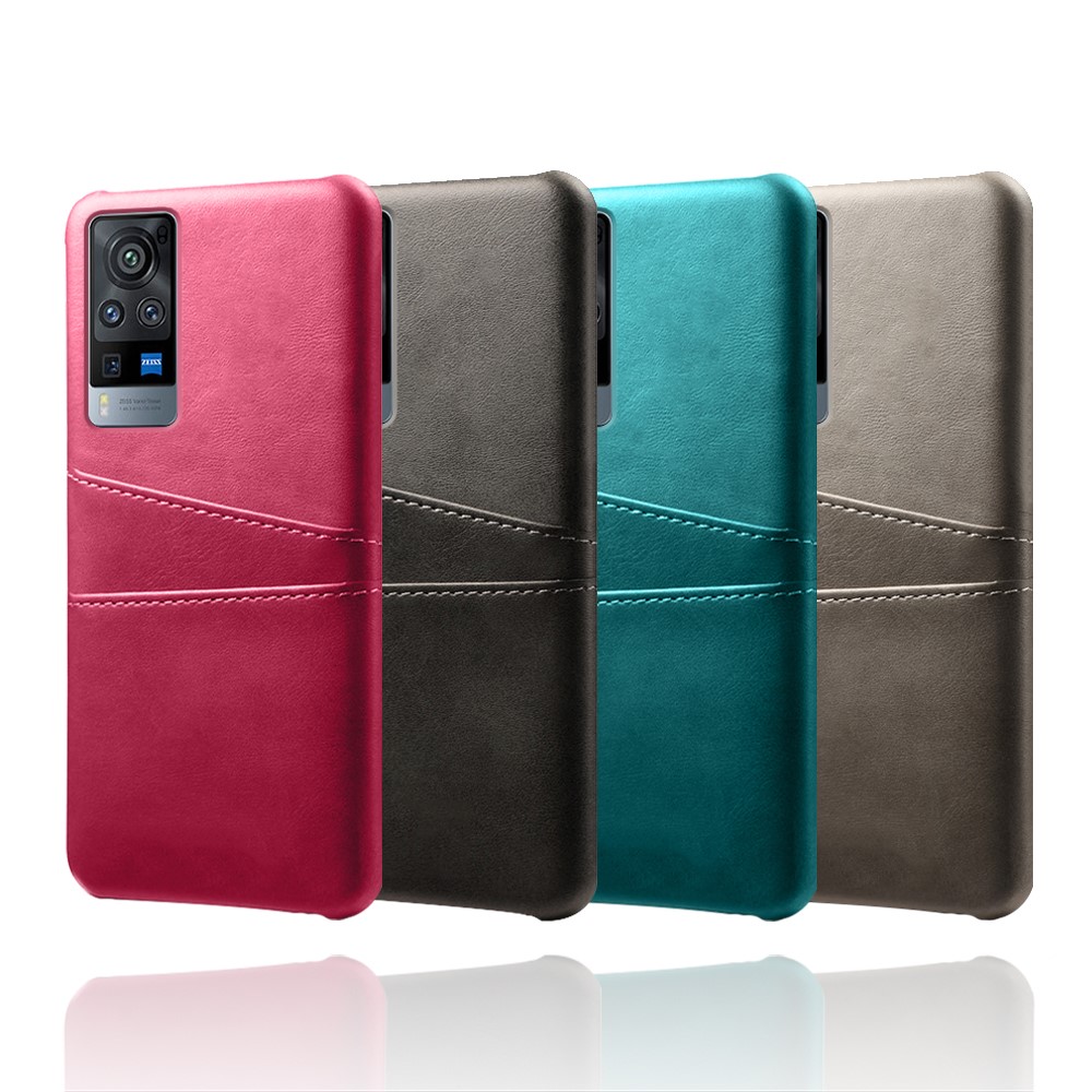 KSQ PC + PU Leather Coated Case with Dual-Card Slots for vivo X60 Pro 5G - Rose-6