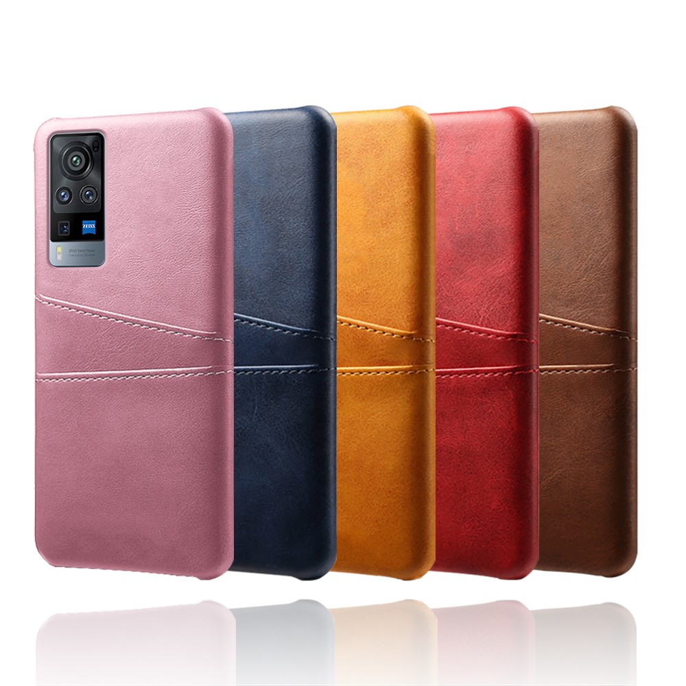 KSQ PC + PU Leather Coated Case with Dual-Card Slots for vivo X60 Pro 5G - Rose-7