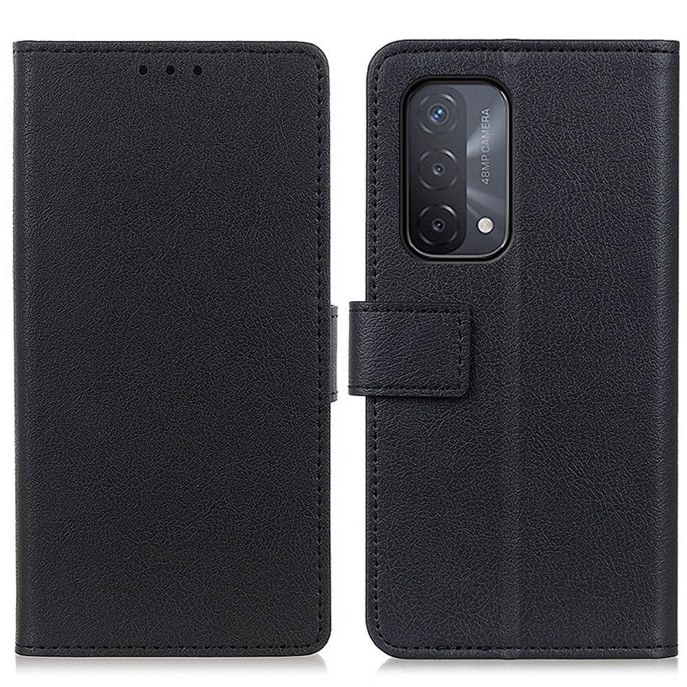 Wallet Stand Design PU Leather Phone Cover Shell Case for Oppo A93 5G - Black-1