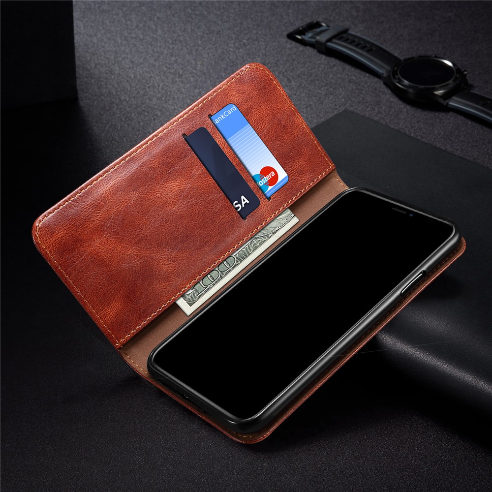 Oil Wax Surface PU Leather+TPU Wallet Stand Mobile Phone Cover for 	Xiaomi Mi 11 - Red-14