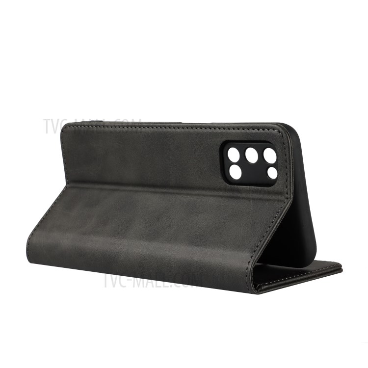 Auto-Absorbed Magnet Design Leather Wallet Stand Case for OPPO A52 - Black-4
