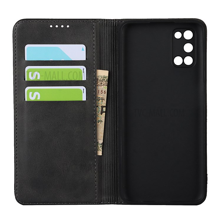 Auto-Absorbed Magnet Design Leather Wallet Stand Case for OPPO A52 - Black-6