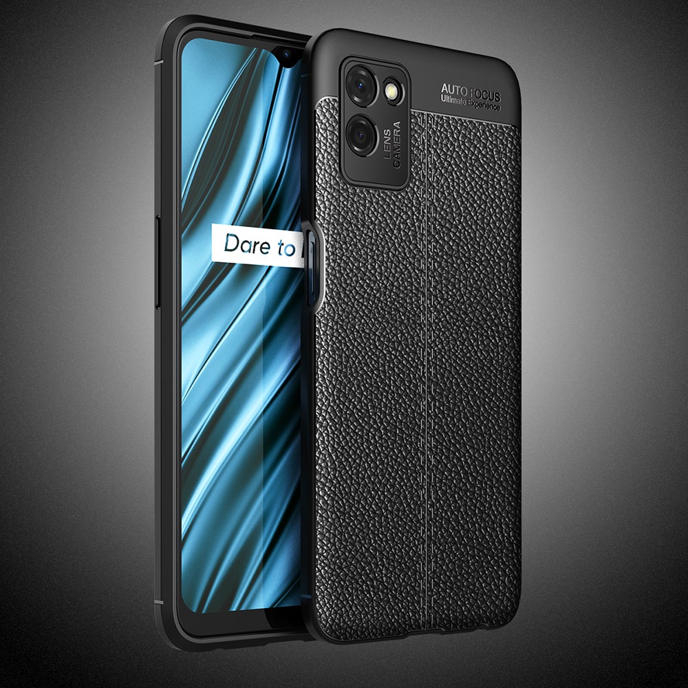 Litchi Texture Soft TPU Protector for Realme V11 5G Mobile Phone Cover Case - Black-11