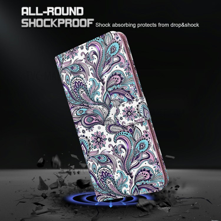 3D Painted Leather Phone Case Shell Wallet Card Holder Stand for Oppo A31 2020 / A8 2020 - Peacock Tail-4