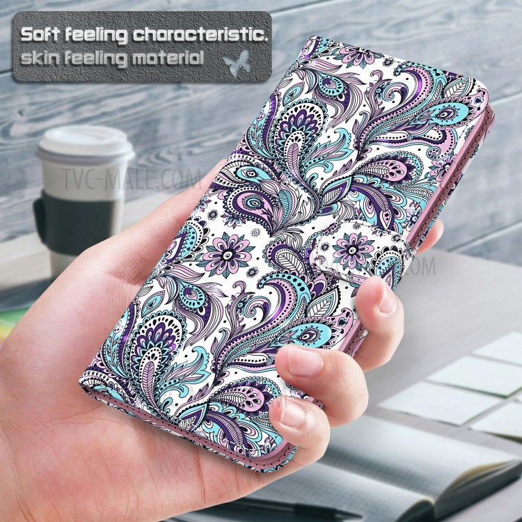 3D Painted Leather Phone Case Shell Wallet Card Holder Stand for Oppo A31 2020 / A8 2020 - Peacock Tail-5