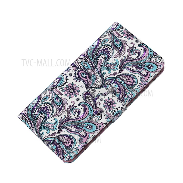 3D Painted Leather Phone Case Shell Wallet Card Holder Stand for Oppo A31 2020 / A8 2020 - Peacock Tail-7