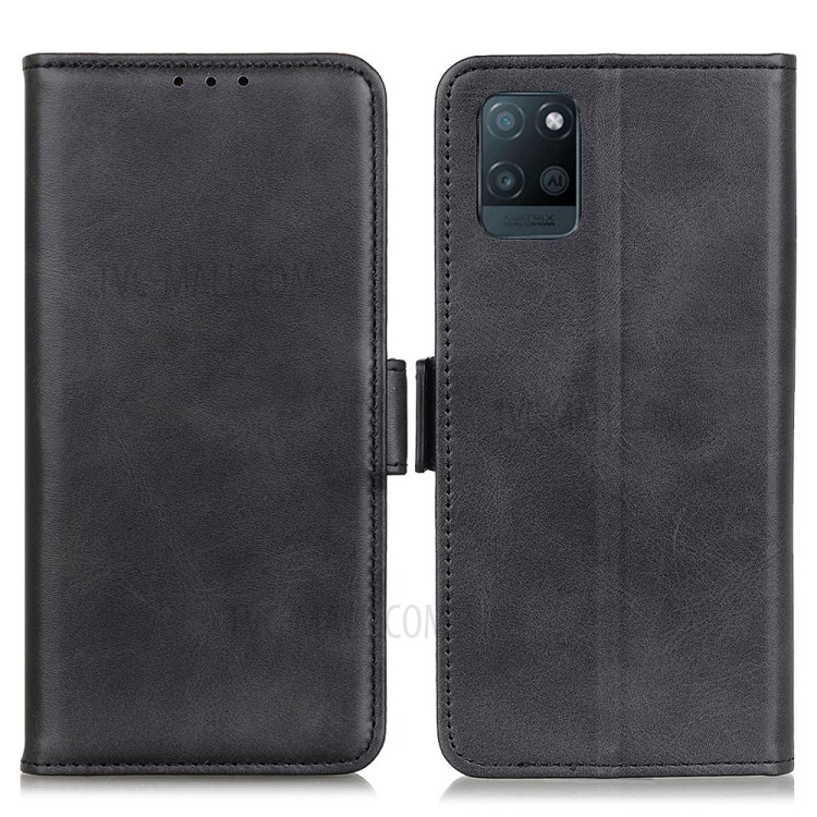 Magnetic Clasp Design Folio Flip Wallet Leather Stand Case Cover for OPPO Realme V11 5G - Black-1