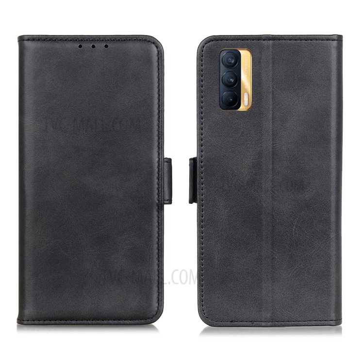 Magnetic Clasp Design Folio Flip Wallet Leather Stand Case Cover for Realme V15 5G - Black-1
