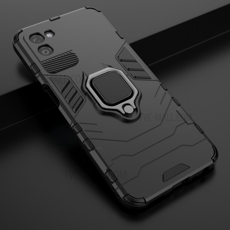 Cool Guard PC + TPU Hybrid Phone Cover with Ring Holder Kickstand for Realme V11 5G - Black-10