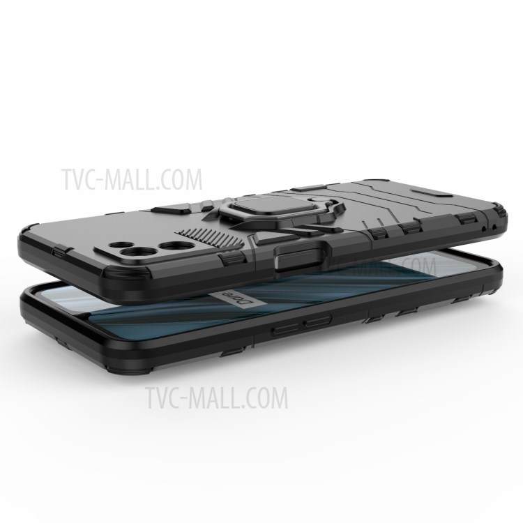 Cool Guard PC + TPU Hybrid Phone Cover with Ring Holder Kickstand for Realme V11 5G - Black-4