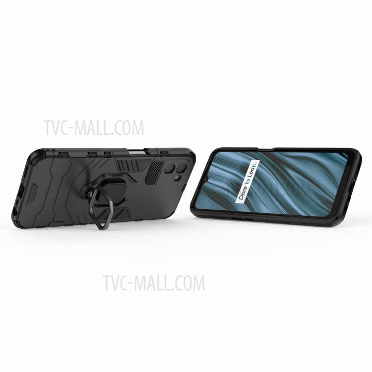 Cool Guard PC + TPU Hybrid Phone Cover with Ring Holder Kickstand for Realme V11 5G - Black-7