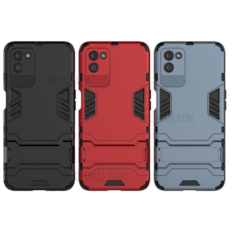 2 in 1 Kickstand Protector Plastic + TPU Hybrid Cover for Realme V11 5G - Black-10