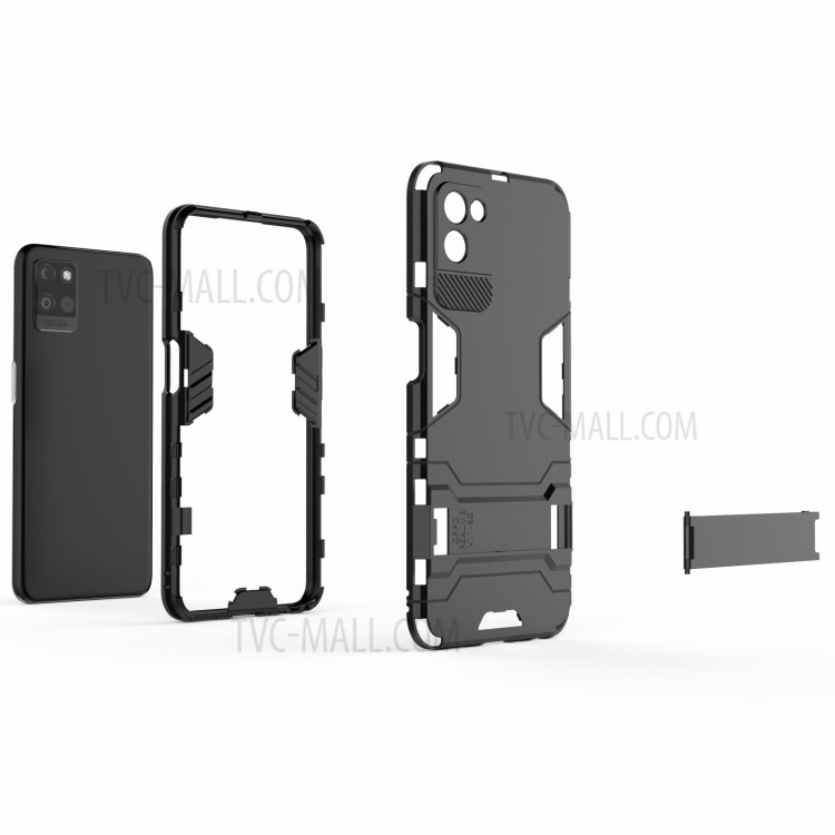 2 in 1 Kickstand Protector Plastic + TPU Hybrid Cover for Realme V11 5G - Black-3