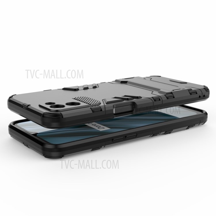 2 in 1 Kickstand Protector Plastic + TPU Hybrid Cover for Realme V11 5G - Black-4