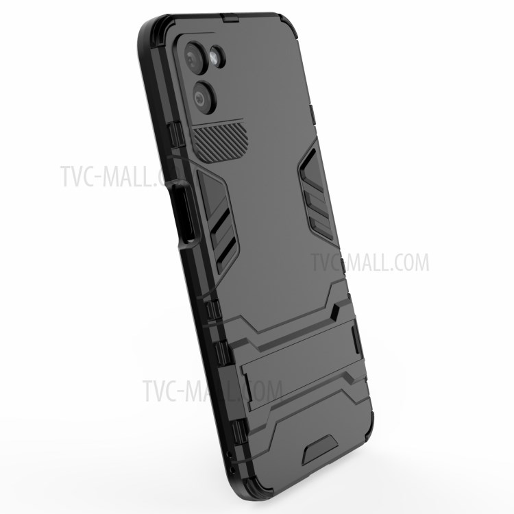 2 in 1 Kickstand Protector Plastic + TPU Hybrid Cover for Realme V11 5G - Black-5