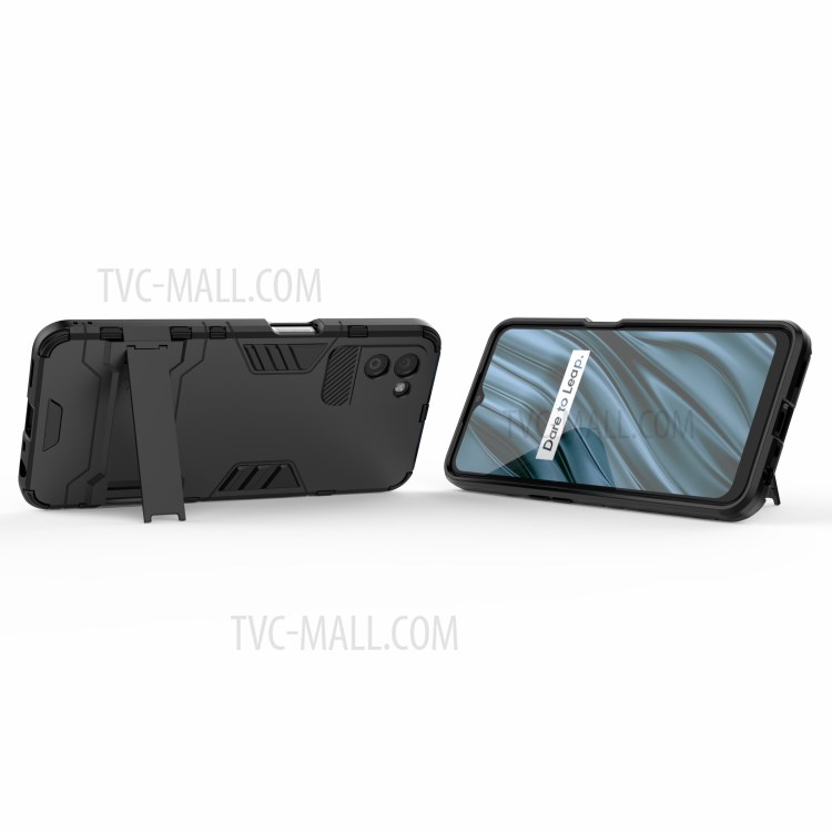 2 in 1 Kickstand Protector Plastic + TPU Hybrid Cover for Realme V11 5G - Black-7