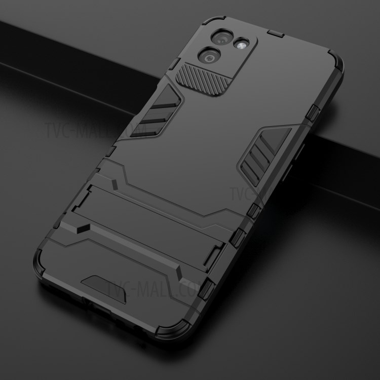 2 in 1 Kickstand Protector Plastic + TPU Hybrid Cover for Realme V11 5G - Black-8