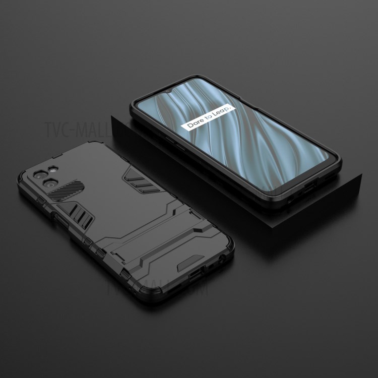 2 in 1 Kickstand Protector Plastic + TPU Hybrid Cover for Realme V11 5G - Black-9