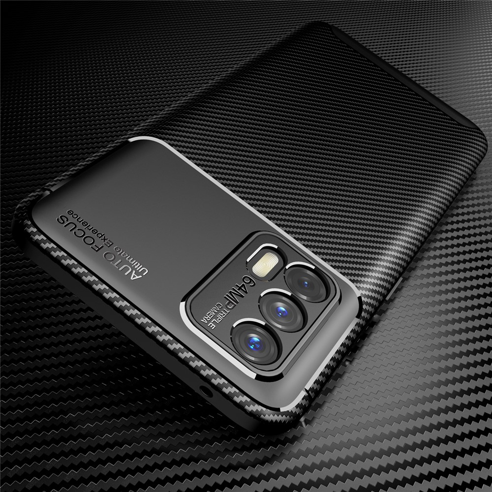 Shock-proof Carbon Fiber Texture Lightweight TPU Phone Case for Realme GT 5G - Black-10