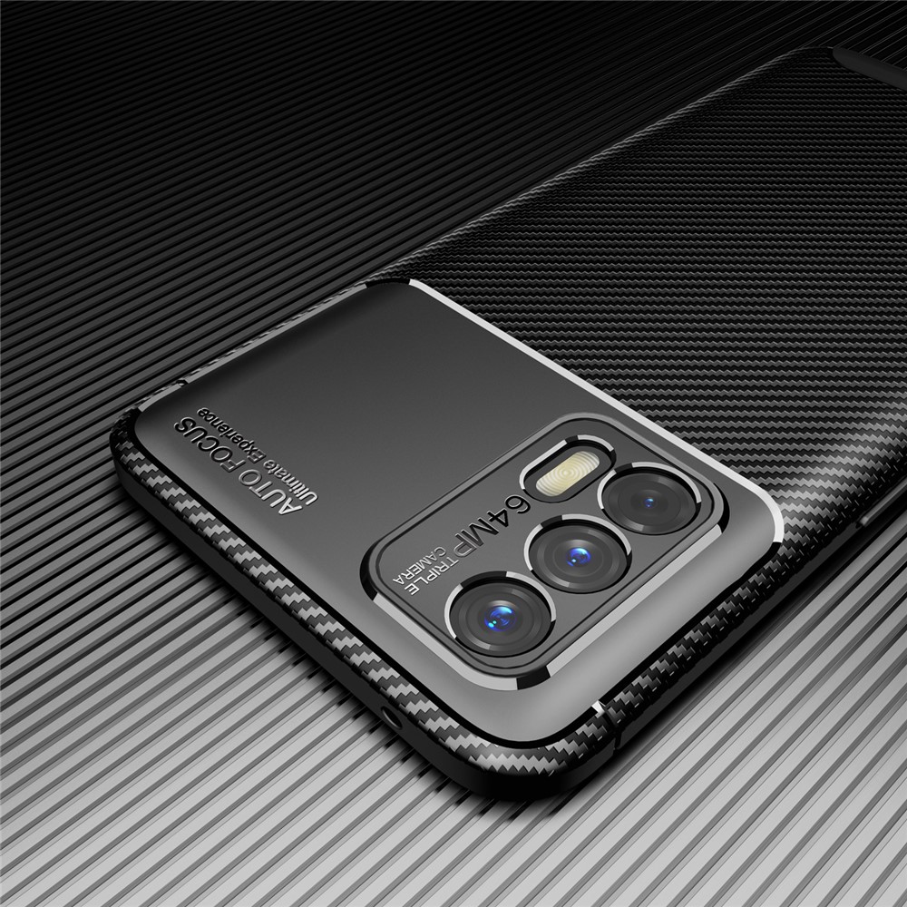Shock-proof Carbon Fiber Texture Lightweight TPU Phone Case for Realme GT 5G - Black-15