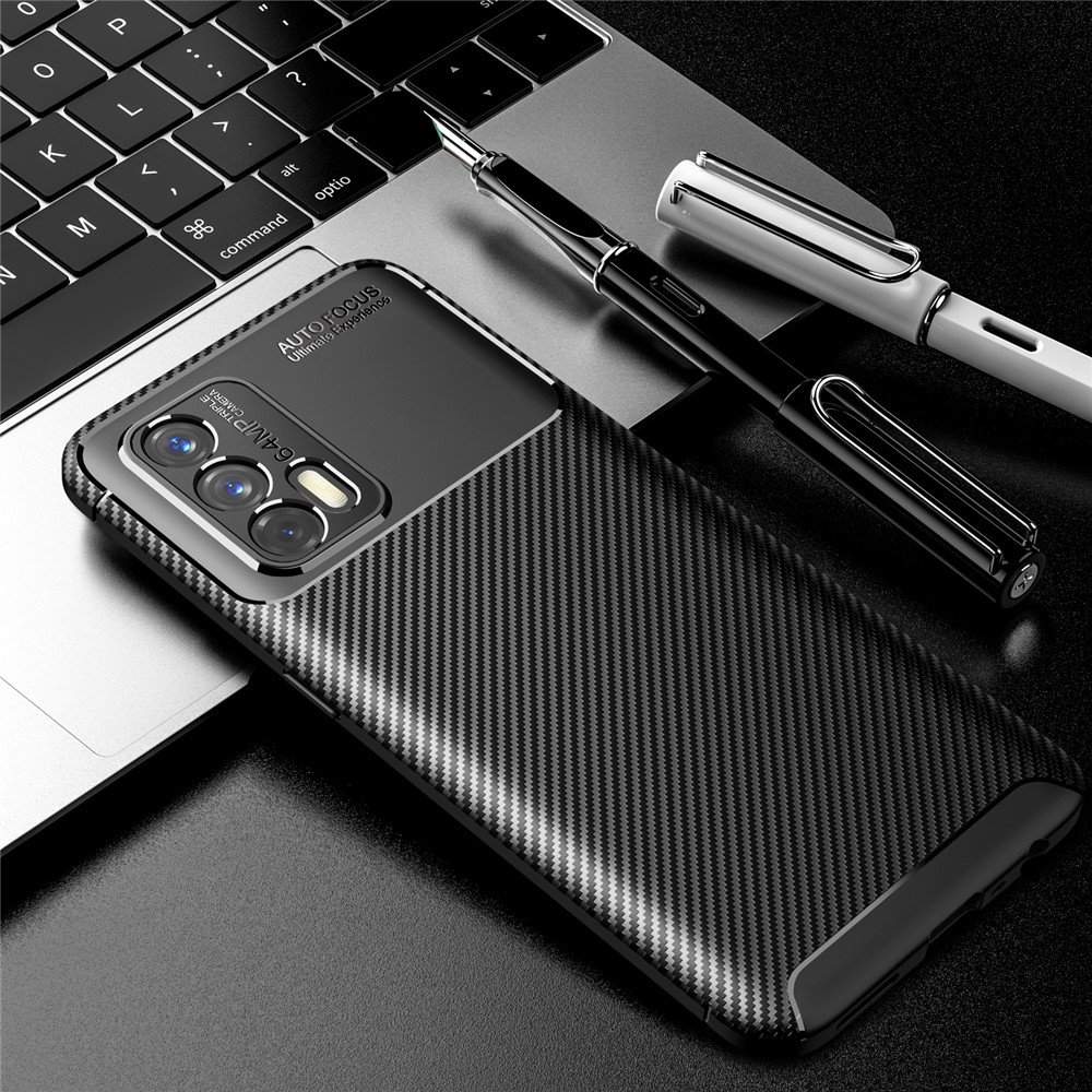 Shock-proof Carbon Fiber Texture Lightweight TPU Phone Case for Realme GT 5G - Black-16