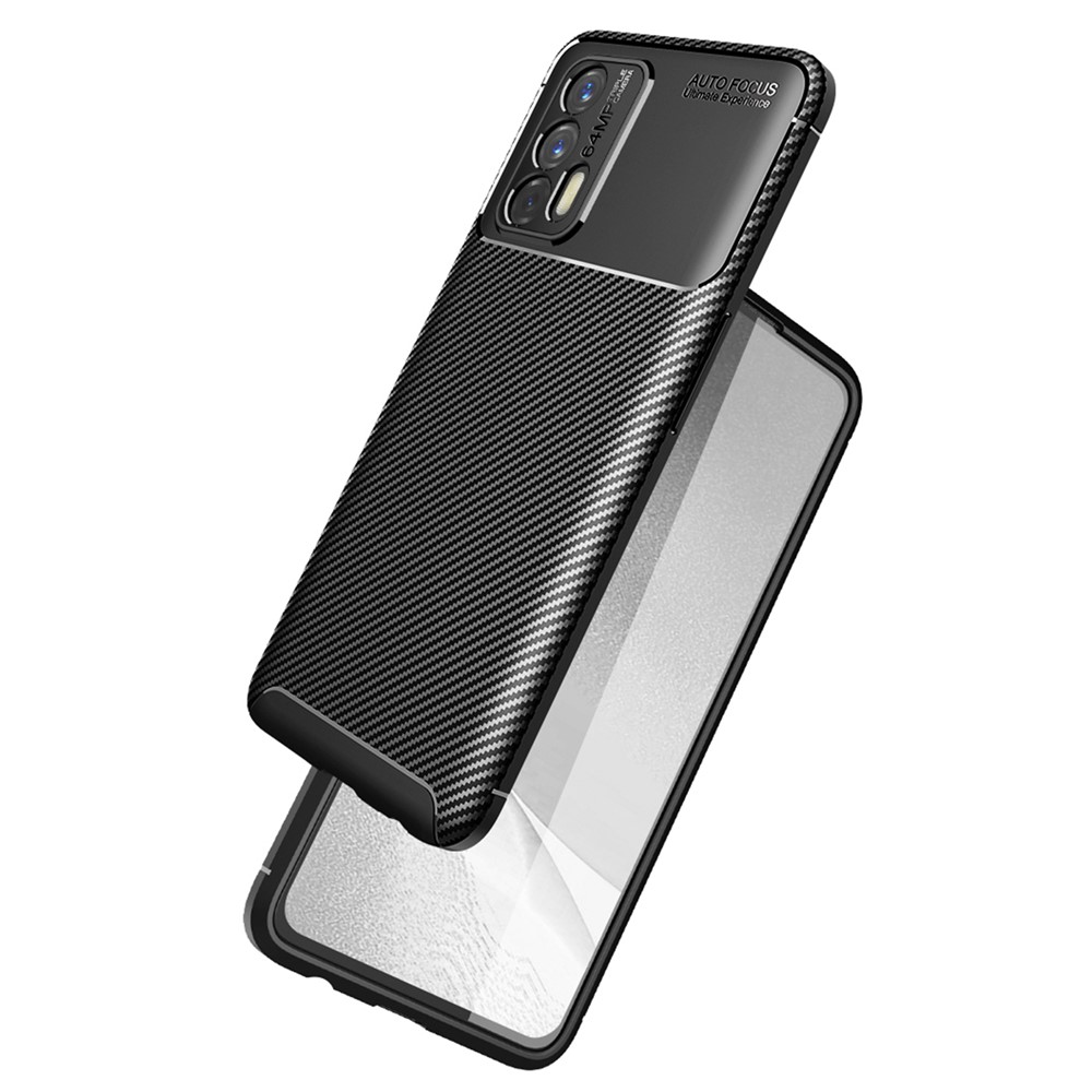 Shock-proof Carbon Fiber Texture Lightweight TPU Phone Case for Realme GT 5G - Black-3