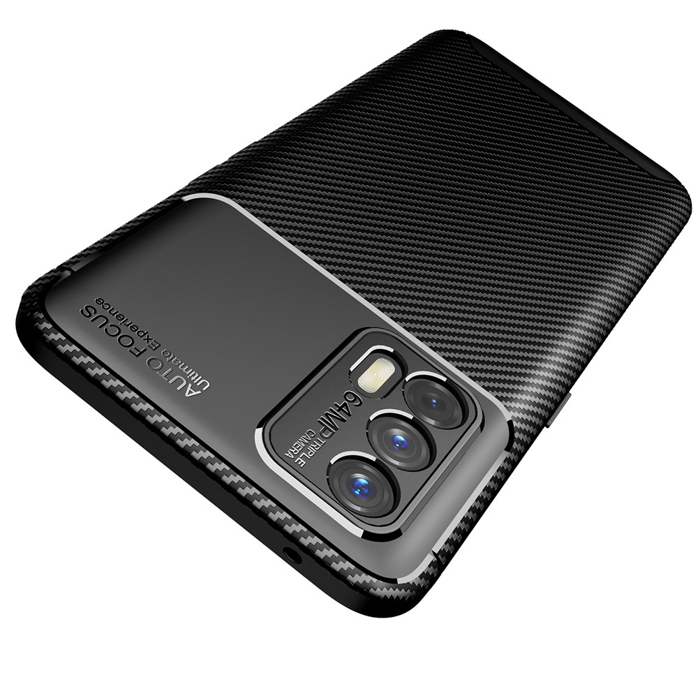 Shock-proof Carbon Fiber Texture Lightweight TPU Phone Case for Realme GT 5G - Black-4
