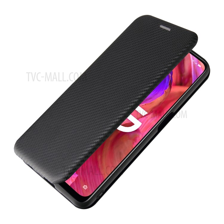 Auto-absorbed Stand Carbon Fiber Texture Leather Shell Cover for Oppo A93 5G - Black-6