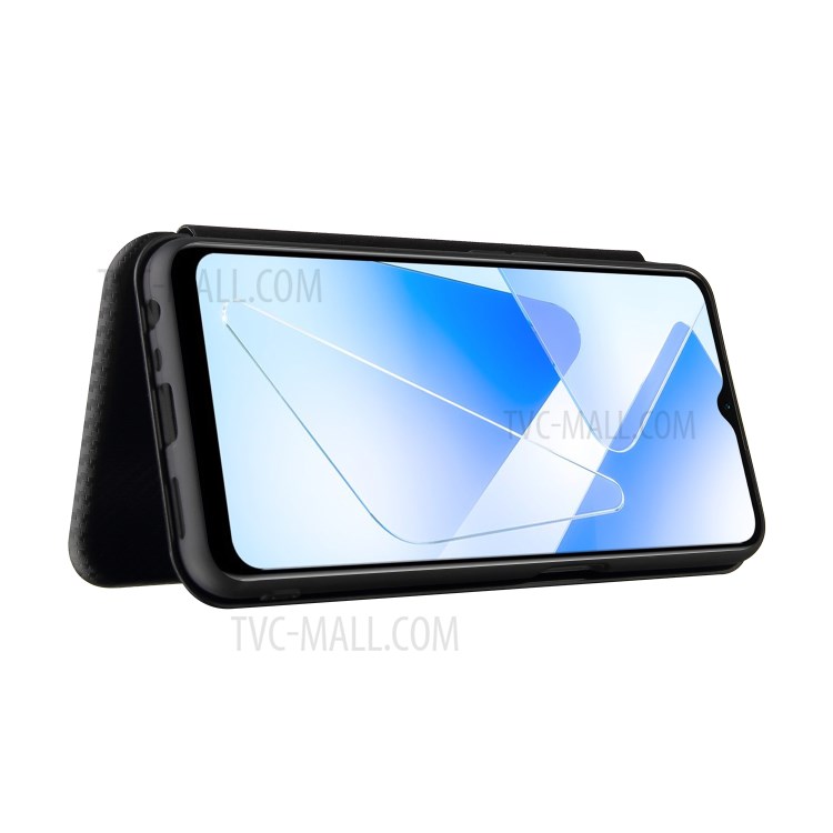 Auto-absorbed Stand Carbon Fiber Texture Leather Shell Cover for Oppo A55 5G - Black-4