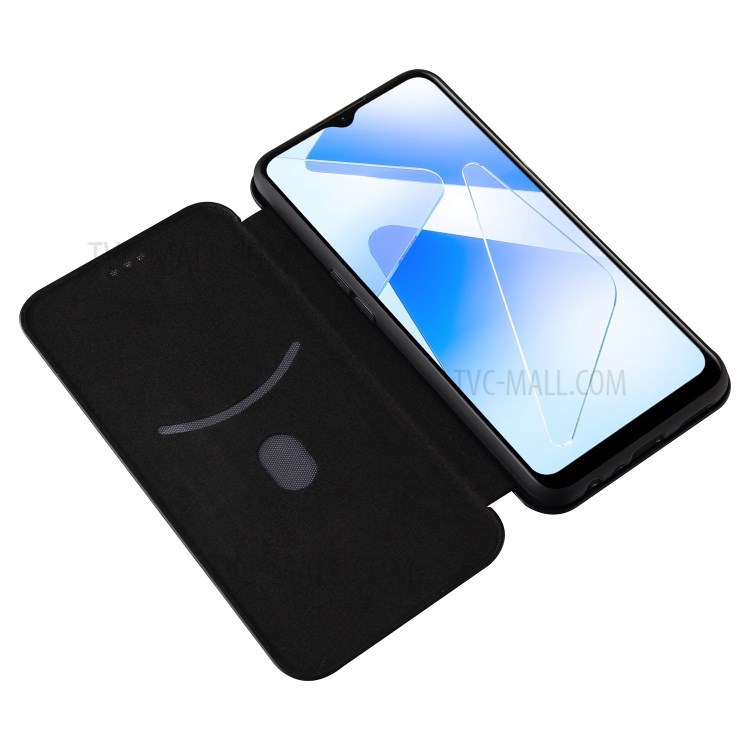 Auto-absorbed Stand Carbon Fiber Texture Leather Shell Cover for Oppo A55 5G - Black-5
