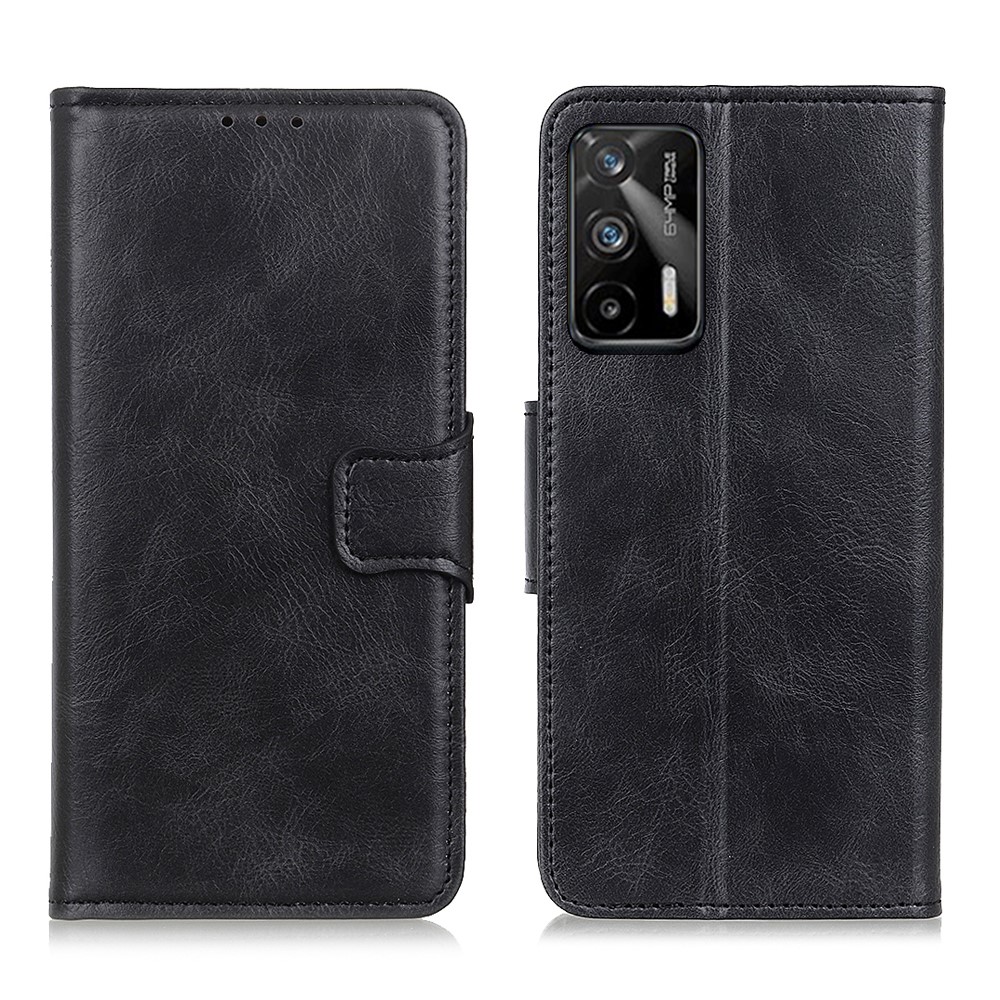 Crazy Horse Texture Folio Flip Wallet Design PU Leather Stand Protector Cover for Oppo Realme GT 5G - Black-1