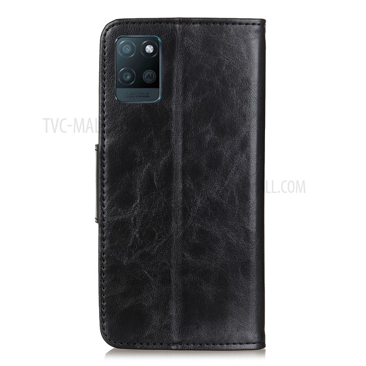 Crazy Horse Texture Folio Flip Wallet Design PU Leather Stand Protector Cover for Oppo Realme V11 5G - Black-3