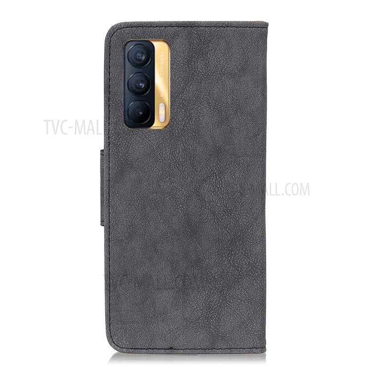 Retro Style Folio Flip Wallet Design PU Leather Case for OPPO Realme V15 5G - Grey-2