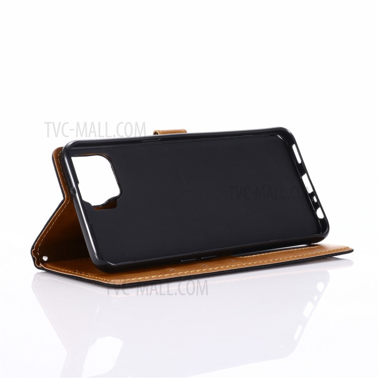 Jeans Cloth Wallet PU Leather Stand Protector Case for Oppo A73 - Black-6