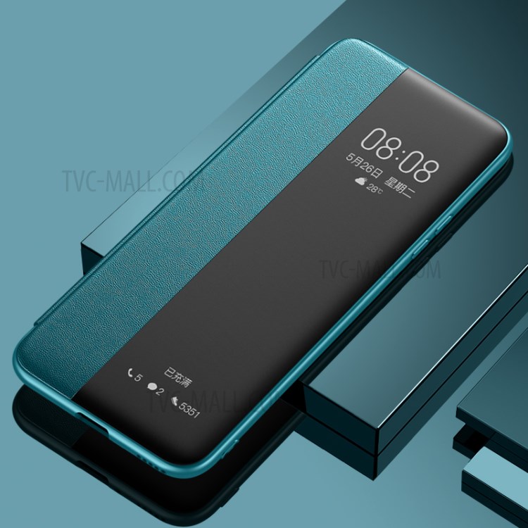 For Oppo Reno5 Pro 5G View Window PU Leather Smart Protective Case - Green-6