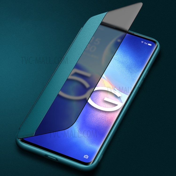 For Oppo Reno5 Pro 5G View Window PU Leather Smart Protective Case - Green-7
