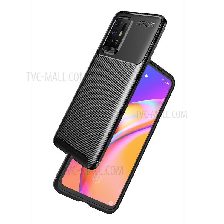 Carbon Fiber Texture Shock-proof Soft TPU Phone Case for Oppo F19 Pro Plus 5G - Black-2