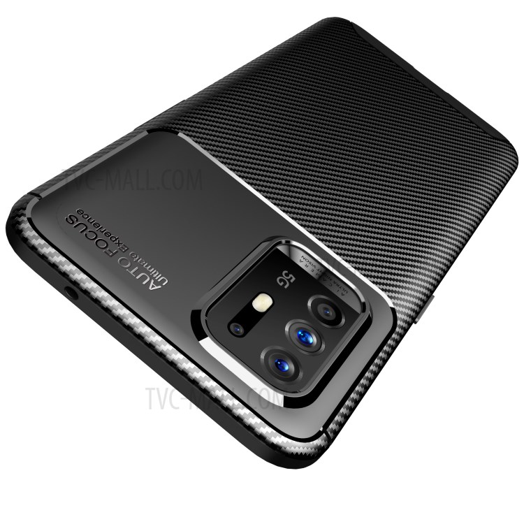 Carbon Fiber Texture Shock-proof Soft TPU Phone Case for Oppo F19 Pro Plus 5G - Black-3