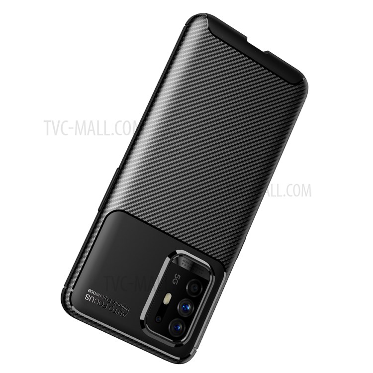 Carbon Fiber Texture Shock-proof Soft TPU Phone Case for Oppo F19 Pro Plus 5G - Black-7
