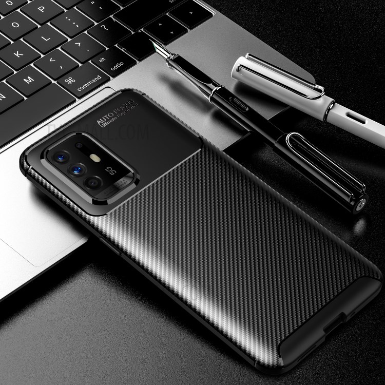 Carbon Fiber Texture Shock-proof Soft TPU Phone Case for Oppo F19 Pro Plus 5G - Black-9