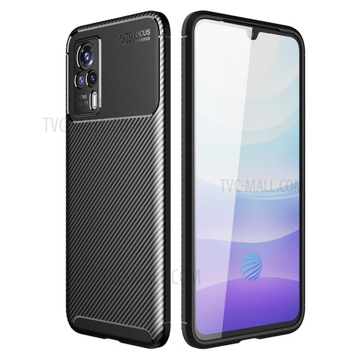 Shock-proof Carbon Fiber Texture Ultra Slim TPU Phone Case for vivo S9e - Black-1