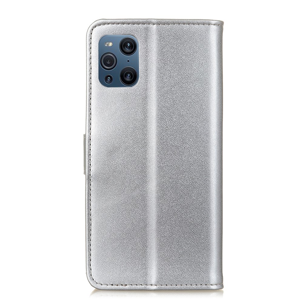 Magnetic Clasp Wallet Design Leather Shell Case with Stand for Oppo Find X3/X3 Pro - Silver-8