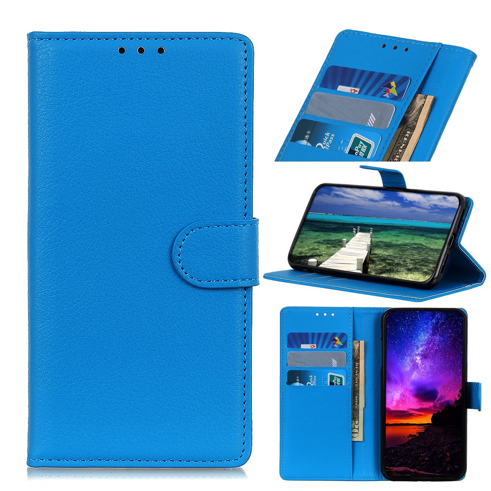 Wallet Stand Design Folio Flip Litchi Skin Leather Case Protective Shell for Oppo Find X3/Find X3 Pro - Blue-10