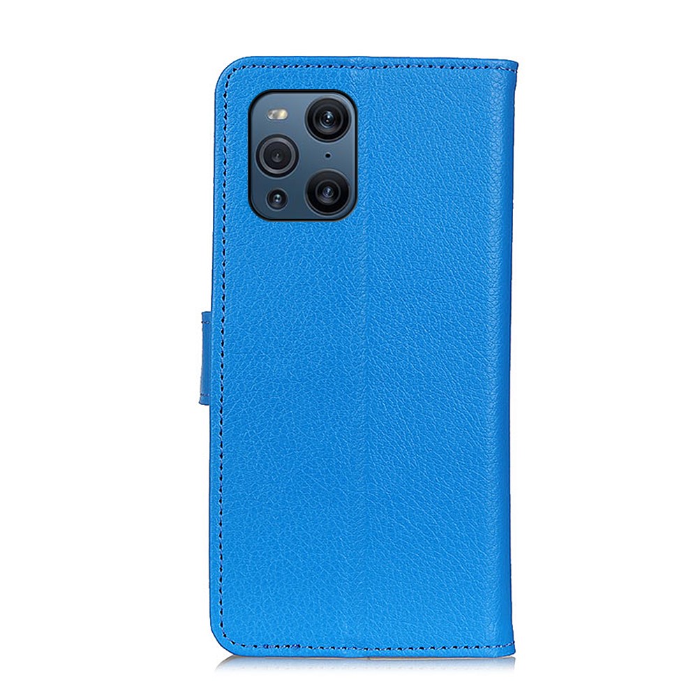 Wallet Stand Design Folio Flip Litchi Skin Leather Case Protective Shell for Oppo Find X3/Find X3 Pro - Blue-9