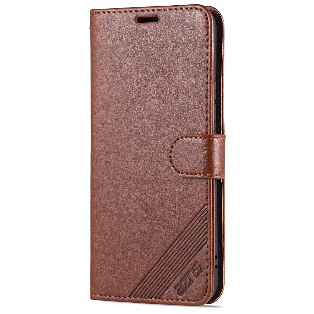 AZNS Wallet Stand Design TPU + PU Leather Phone Protective Case for vivo S9 - Brown-2