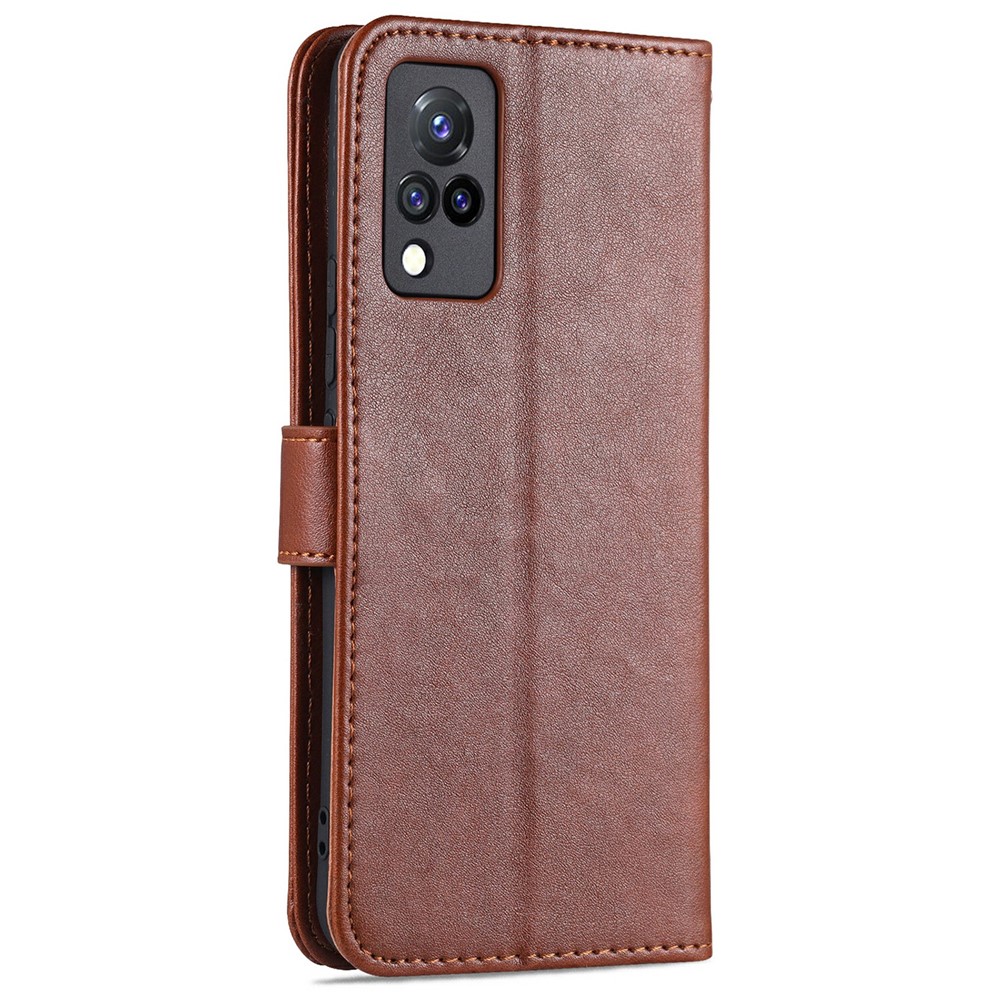 AZNS Wallet Stand Design TPU + PU Leather Phone Protective Case for vivo S9 - Brown-3