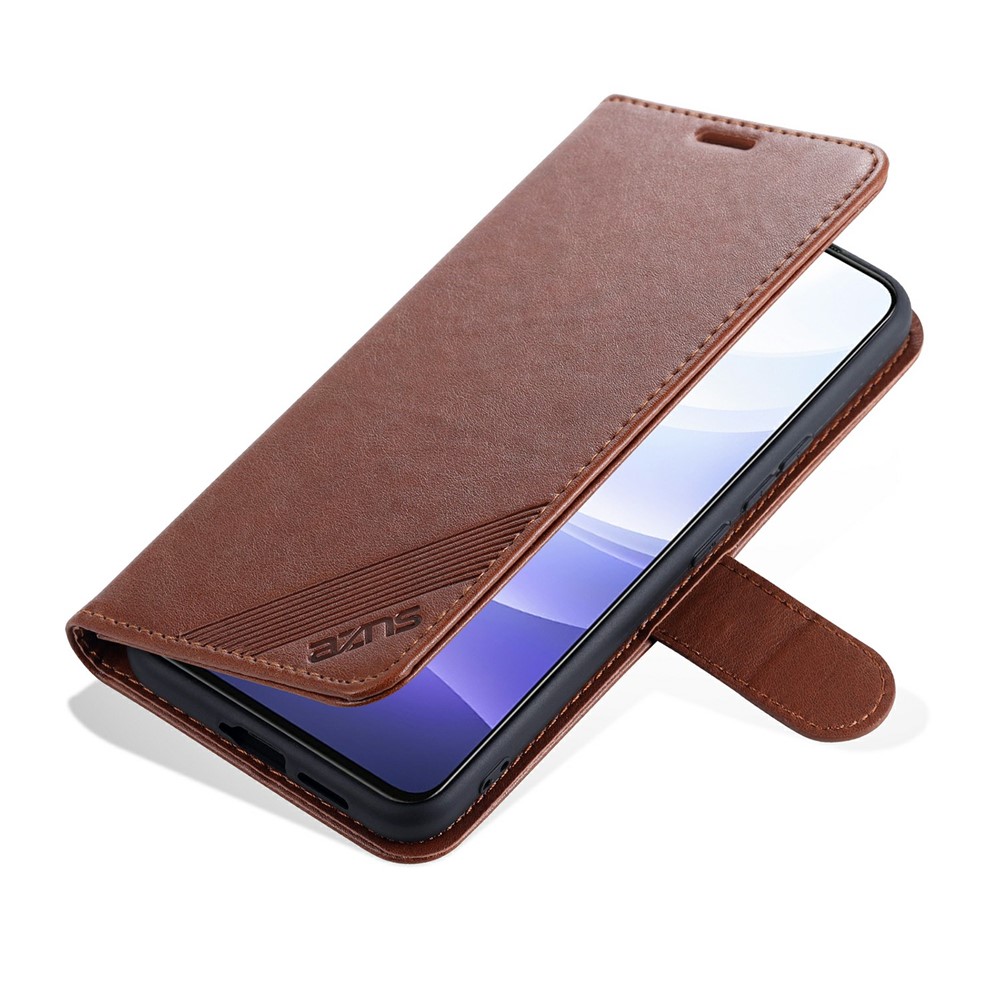 AZNS Wallet Stand Design TPU + PU Leather Phone Protective Case for vivo S9 - Brown-4