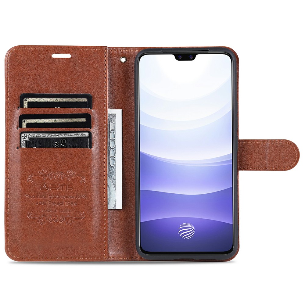 AZNS Wallet Stand Design TPU + PU Leather Phone Protective Case for vivo S9 - Brown-7
